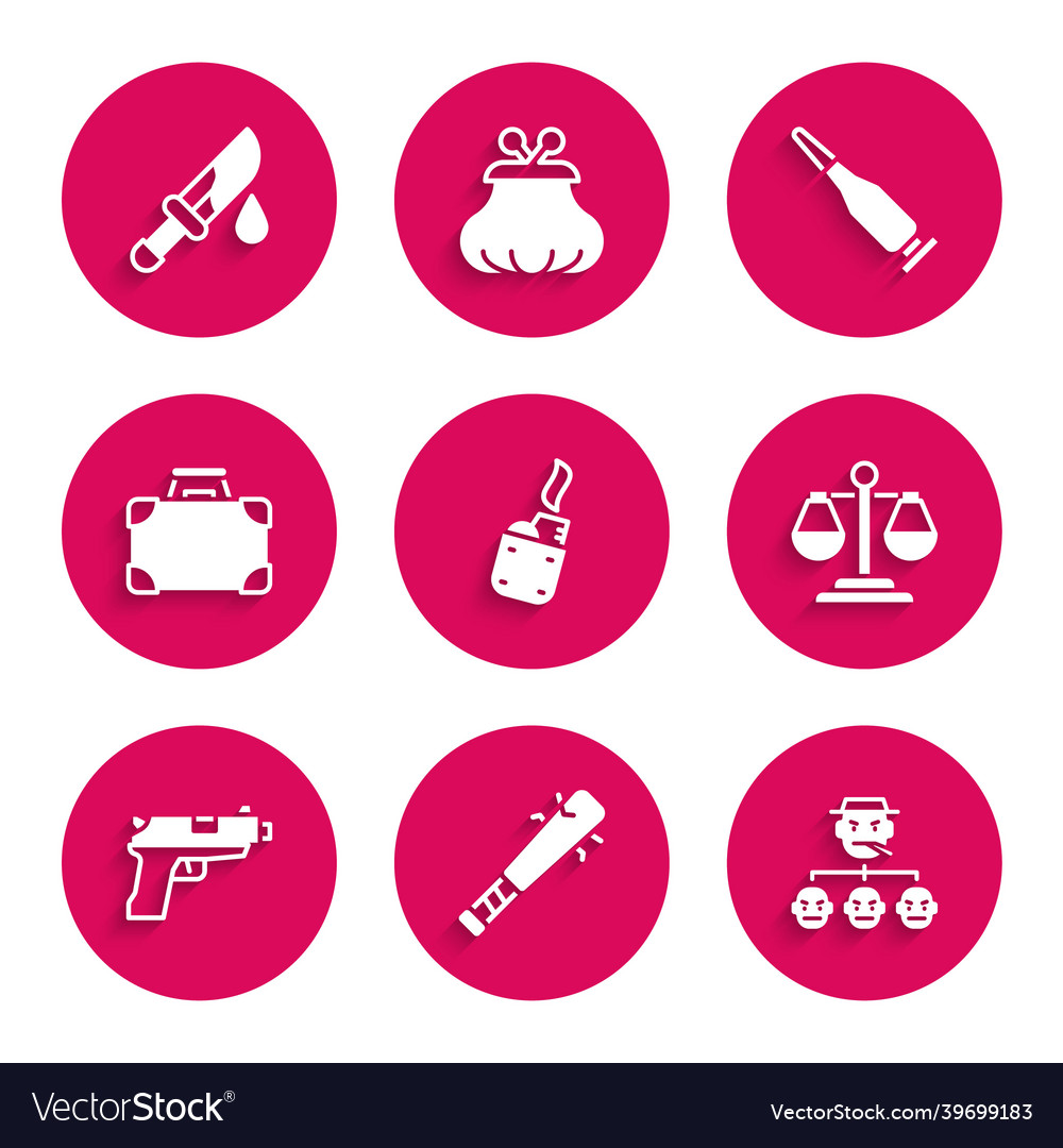 Set leichter Baseballschläger mit Nägeln Mafia vector image Set leichter Baseballschläger mit Nägeln Mafia