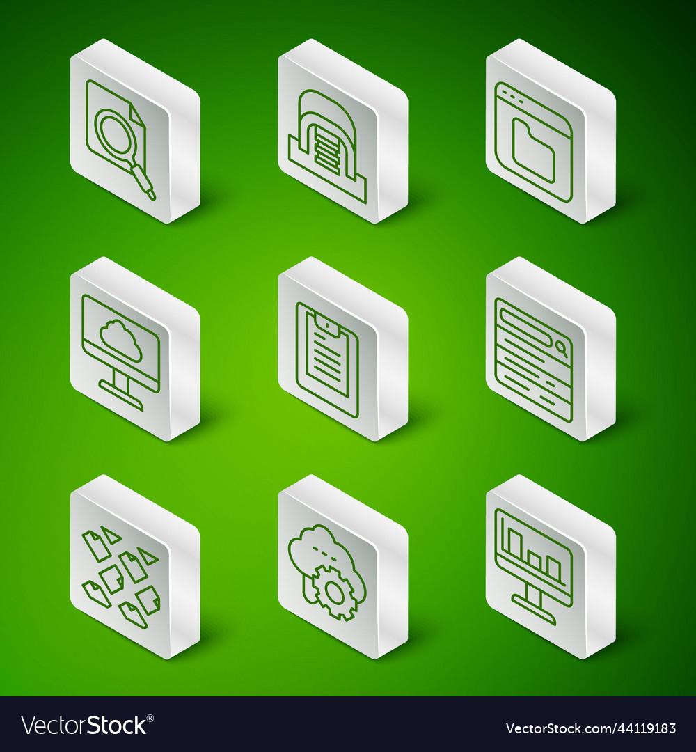 Set line monitor with graph chart cloud vector image Set line monitor with graph chart cloud