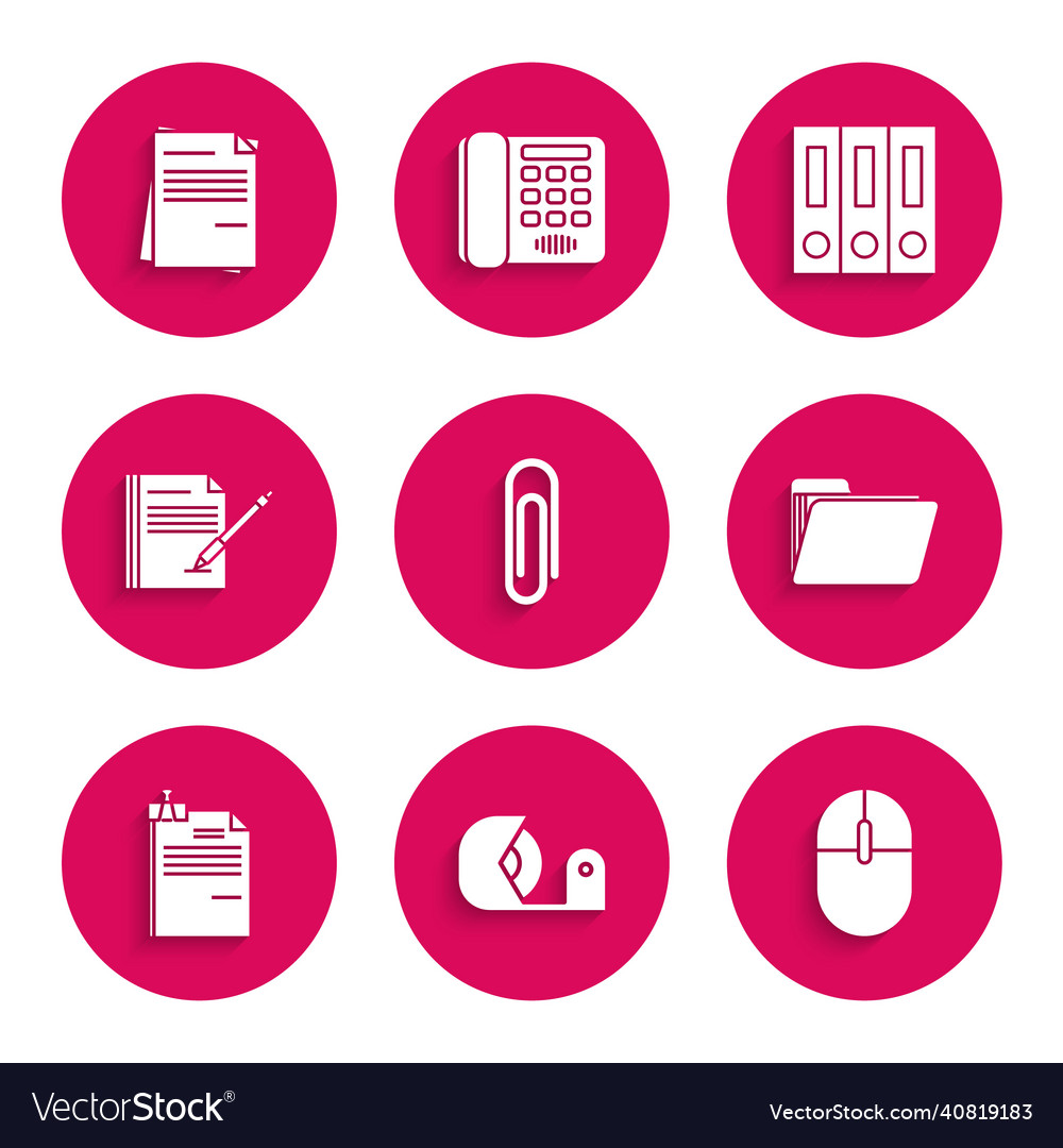 Set paper clip scotch computer mouse document vector image Set paper clip scotch computer mouse document