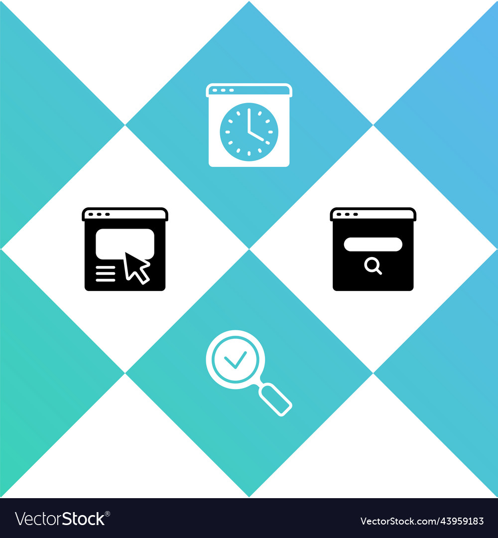 Set ui or ux design magnifying glass with check vector image Set ui or ux design magnifying glass with check