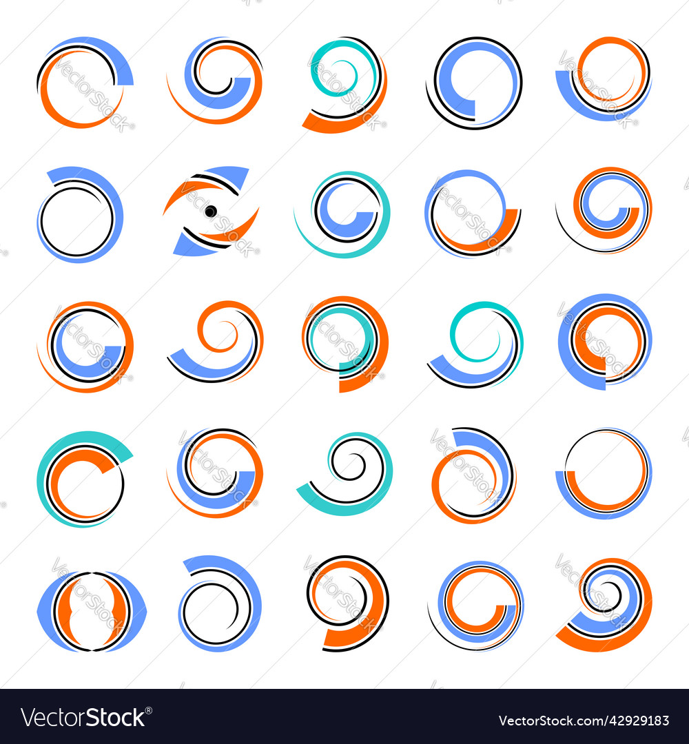 Spiral circular design elements abstract swirl vector image Spiral circular design elements abstract swirl