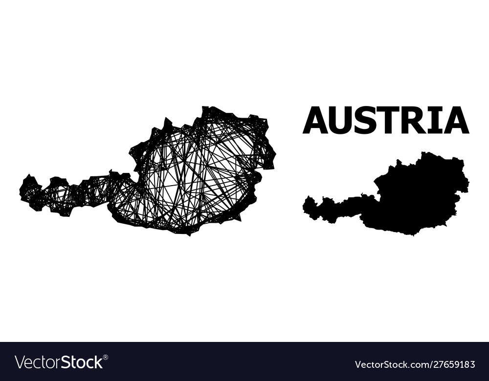 Wire frame map austria Royalty Free Vector Image