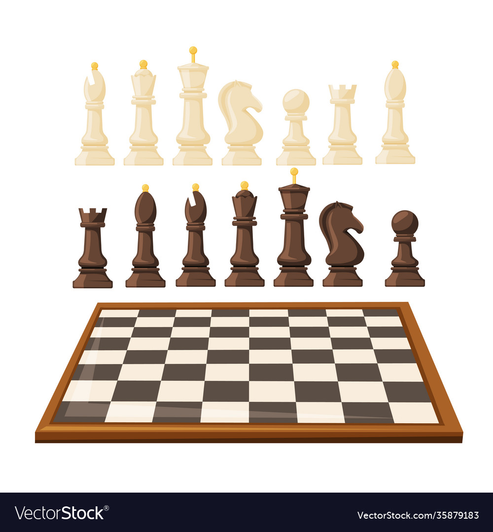 Chess board top view pieces Royalty Free Vector Image