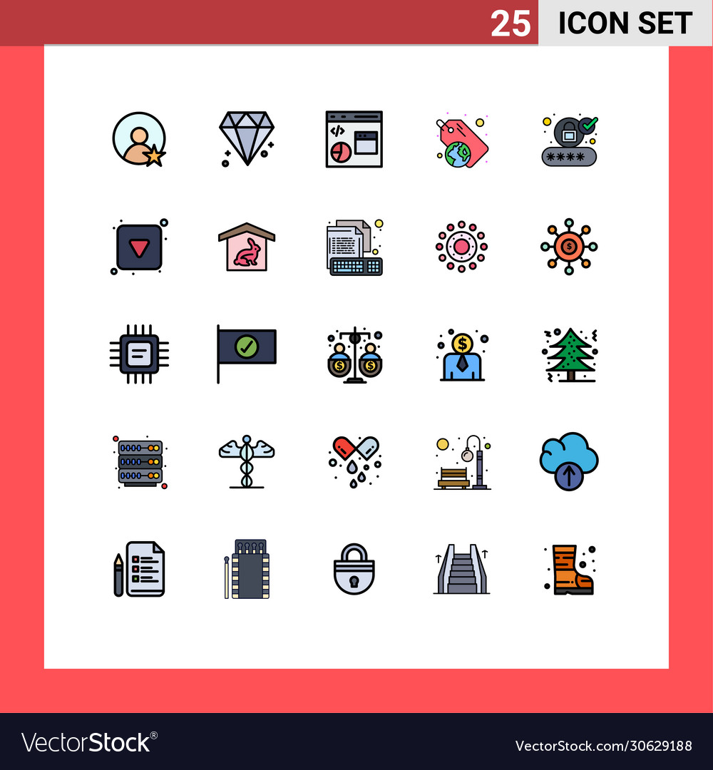 25 user interface filled line flat color pack