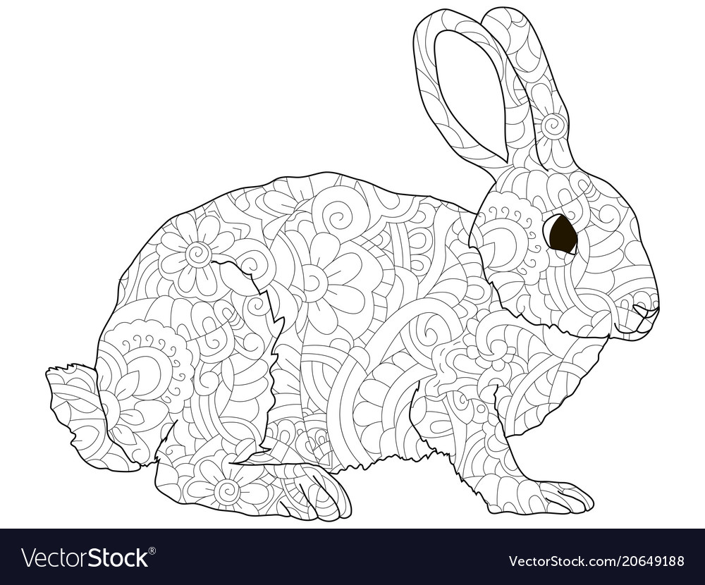 Adult antistress coloring rabbit hare animal