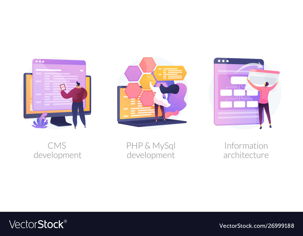 Backend development concept metaphors vector image Backend development concept metaphors