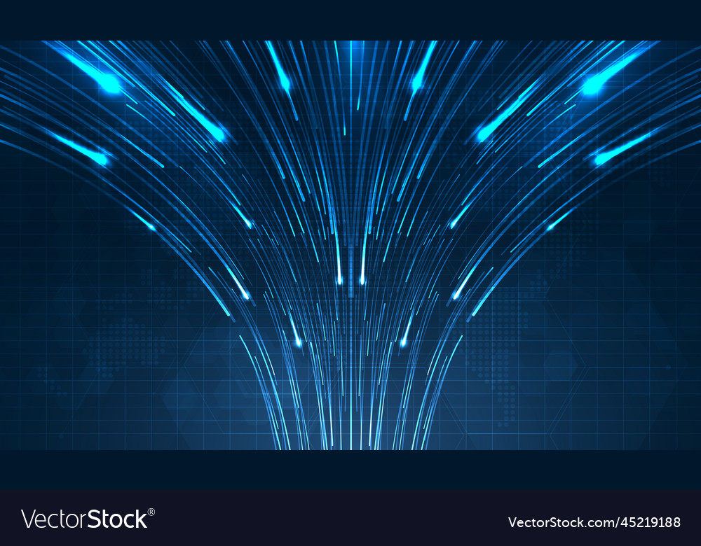 Blue light streak fiber optic speed line Vector Image