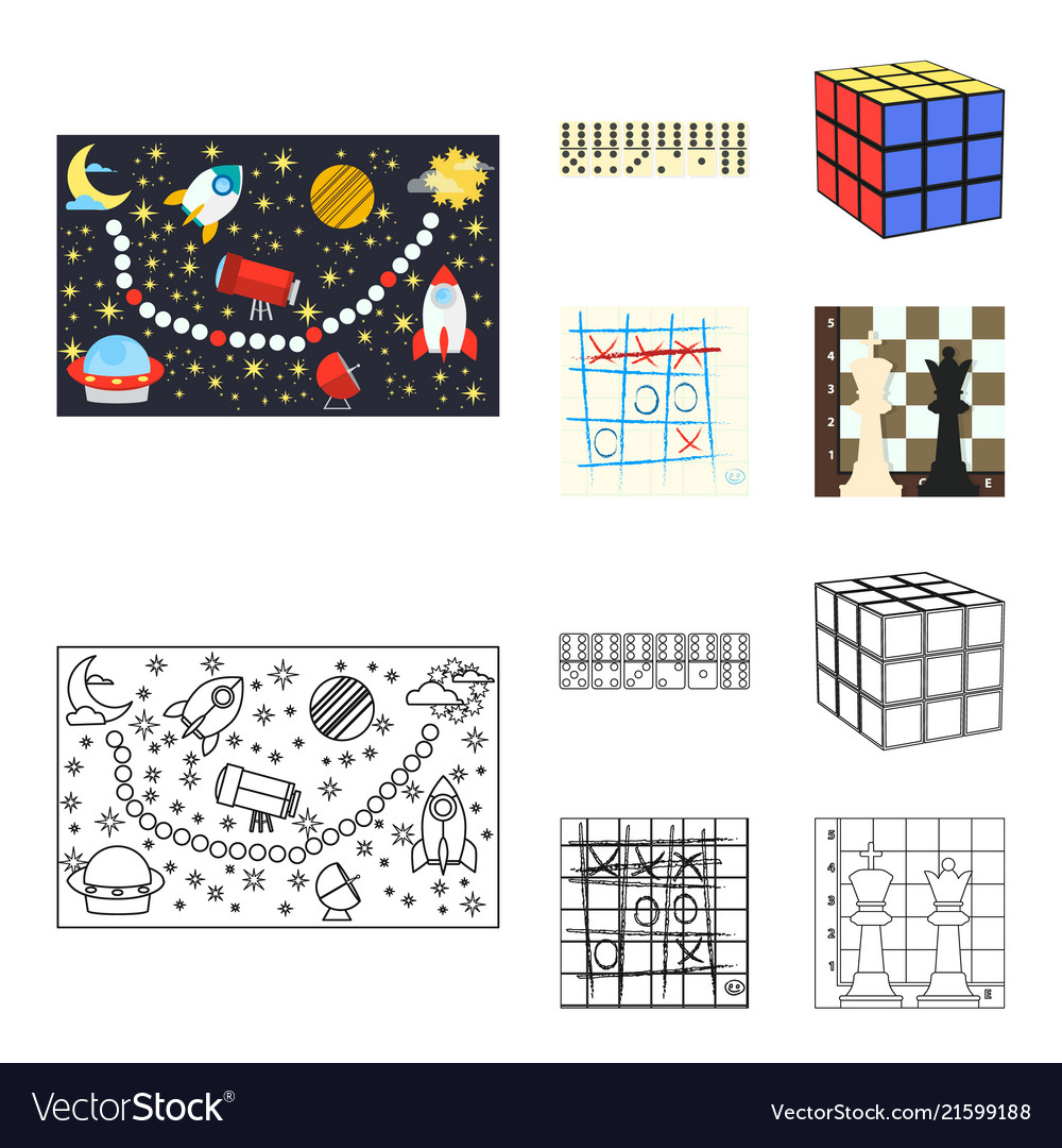 Board game cartoonoutline icons in set collection