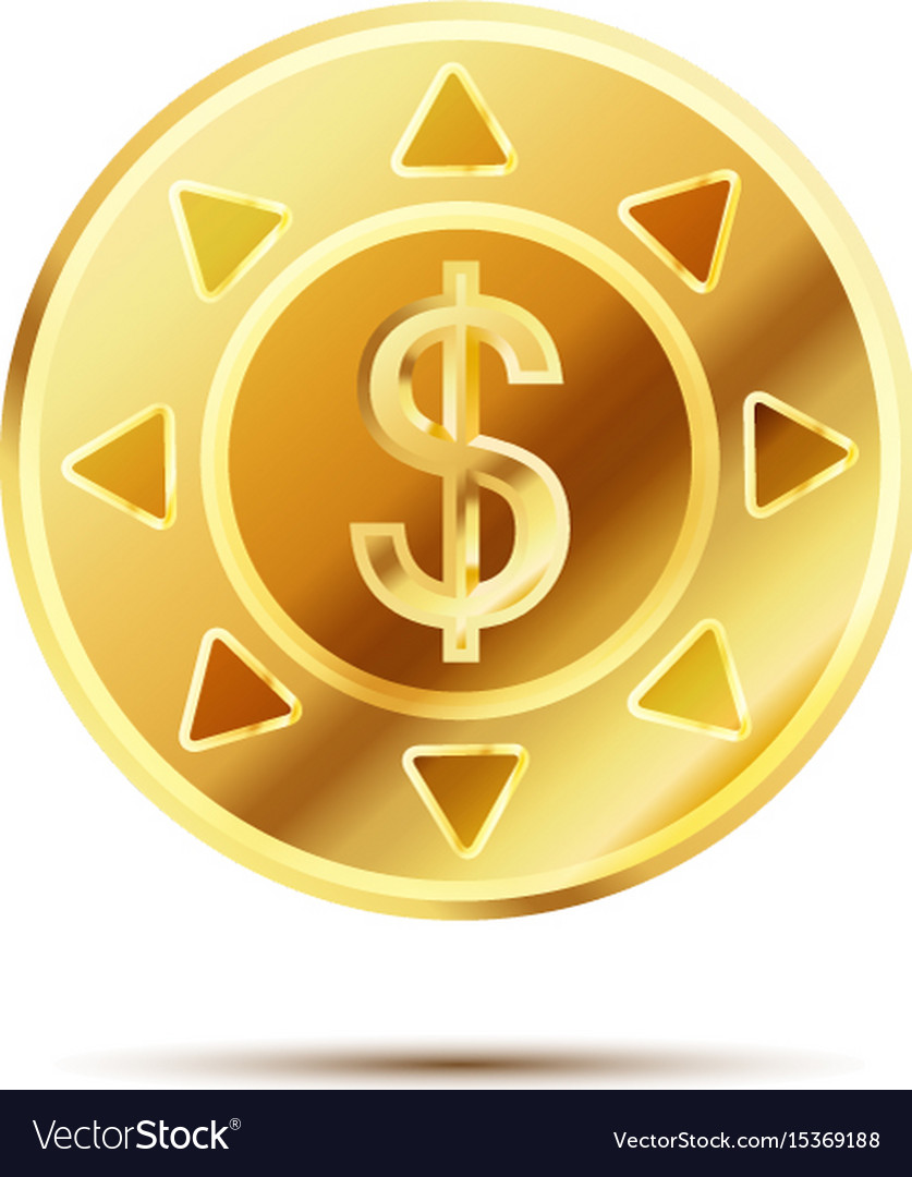 Bright glossy golden coin with dollar sign Vector Image