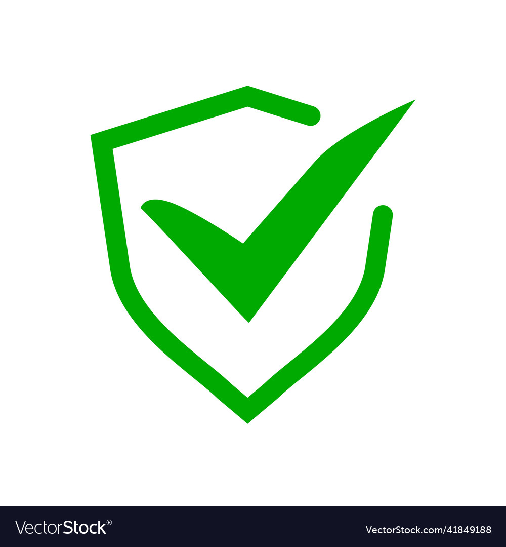 Checkmark and shield of security