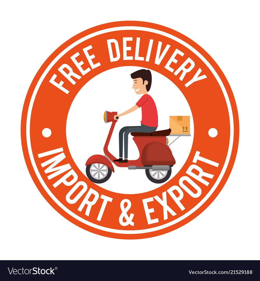 Delivery worker in motorcycle Royalty Free Vector Image