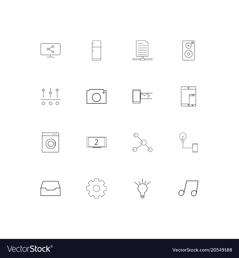 Devices simple linear icons set outlined