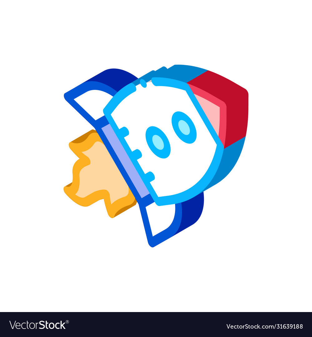 Flying rocket spaceship agile element isometric vector image Flying rocket spaceship agile element isometric