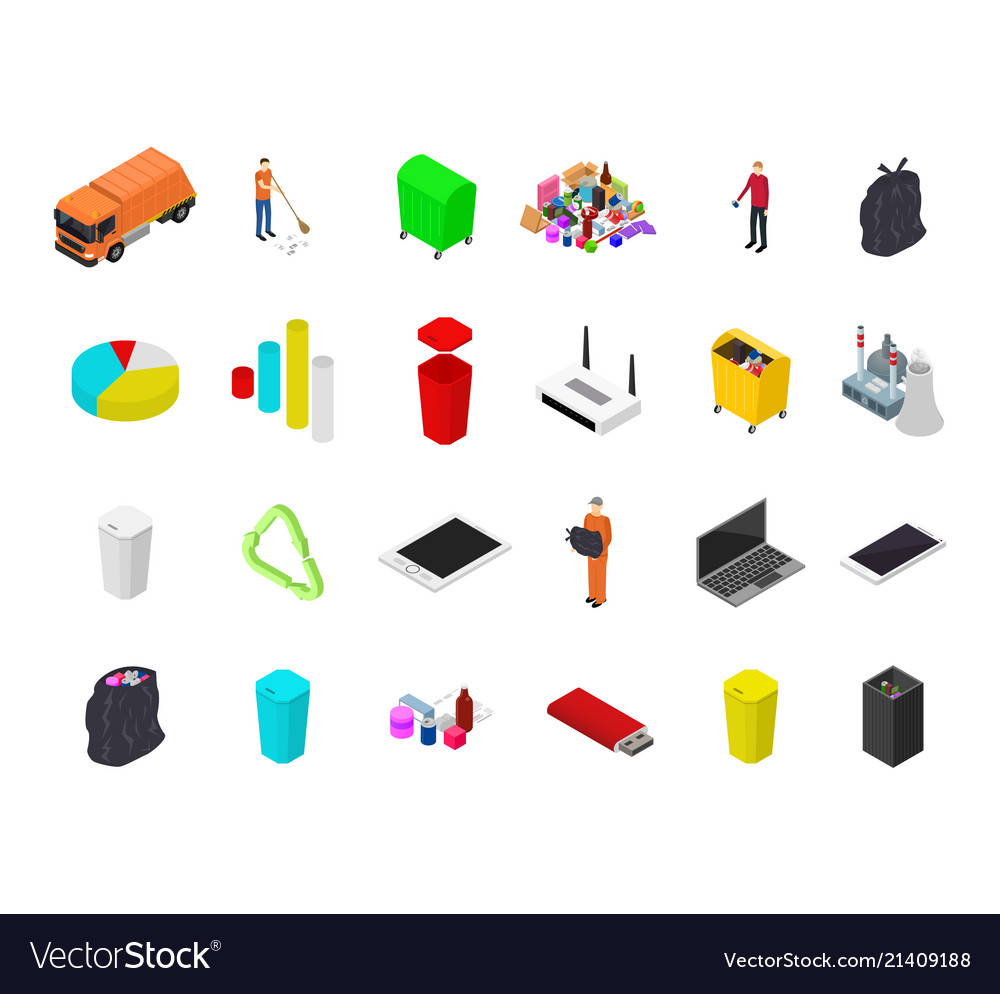 Garbage recycling concept 3d isometric view vector image Garbage recycling concept 3d isometric view