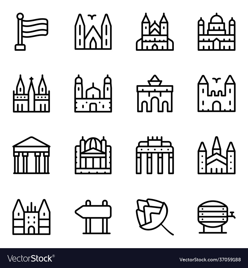 German culture icons in modern line style Vector Image