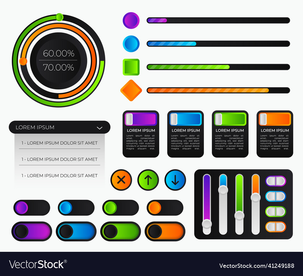 Gradient colored ui kit pack