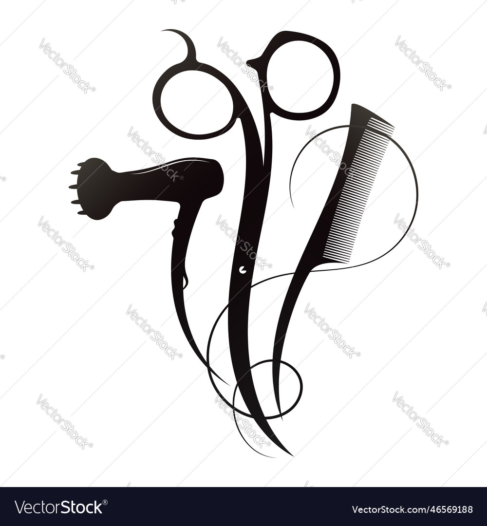 Hair Stylist Dryer Comb Scissors Royalty Free Vector Image