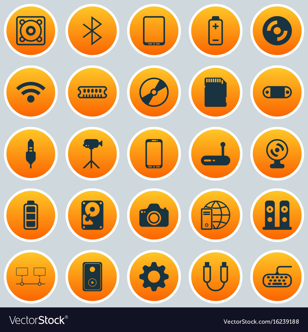 Hardware icons set collection of cellphone