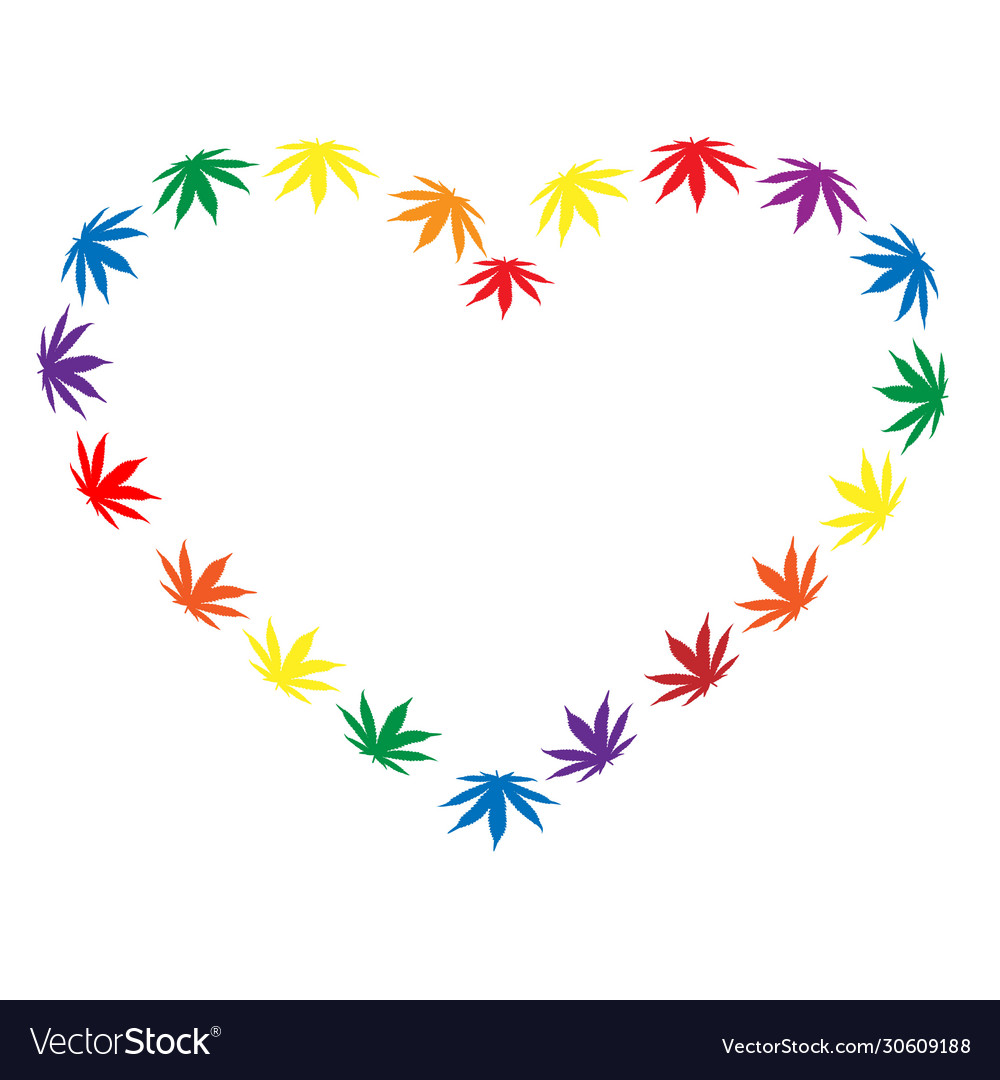 Heart made hemp leaves