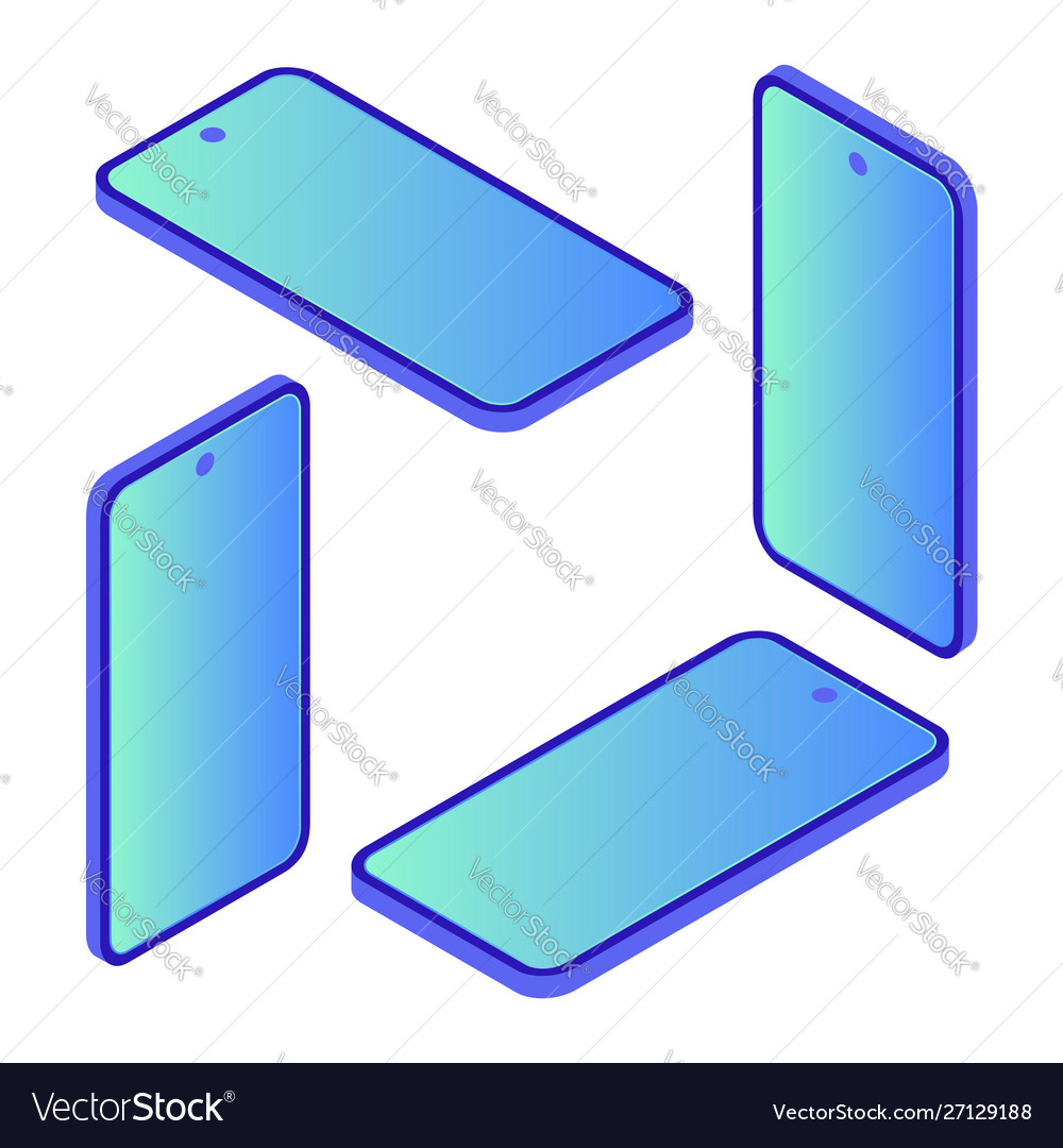 Isometric smartphone template with in different