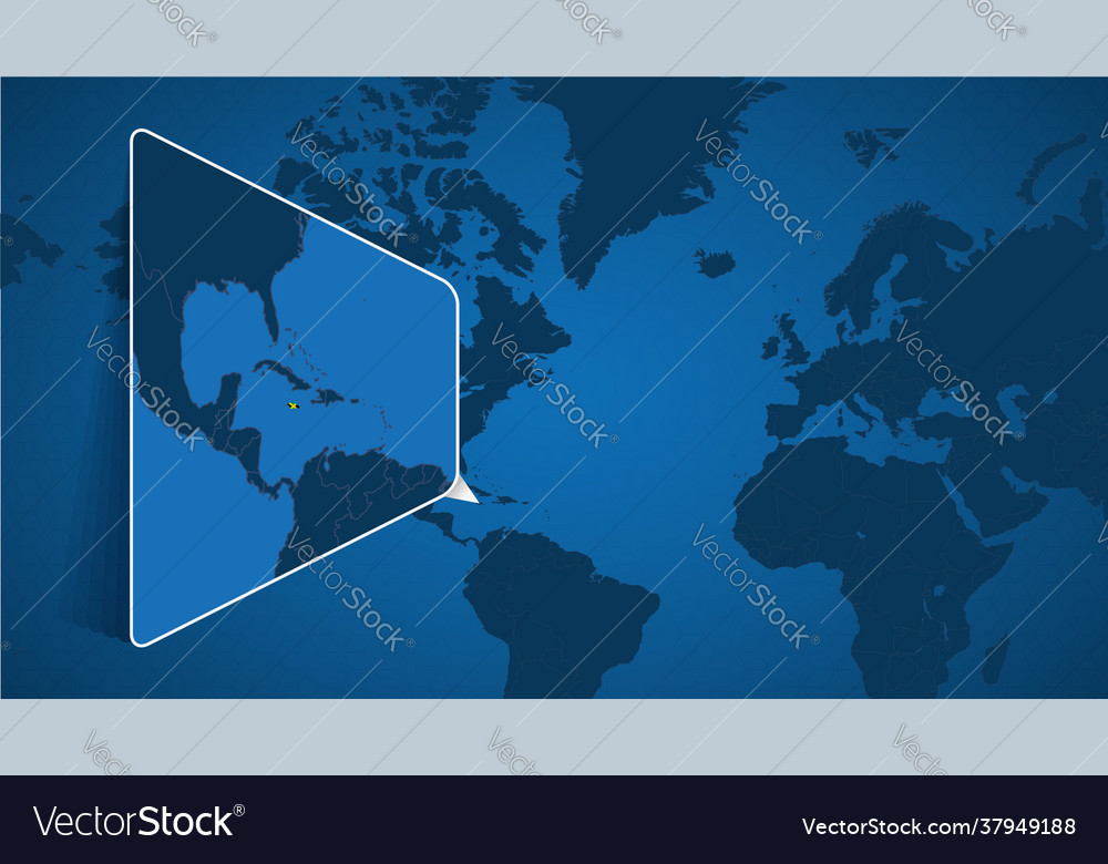 Location jamaica on world map with Royalty Free Vector Image