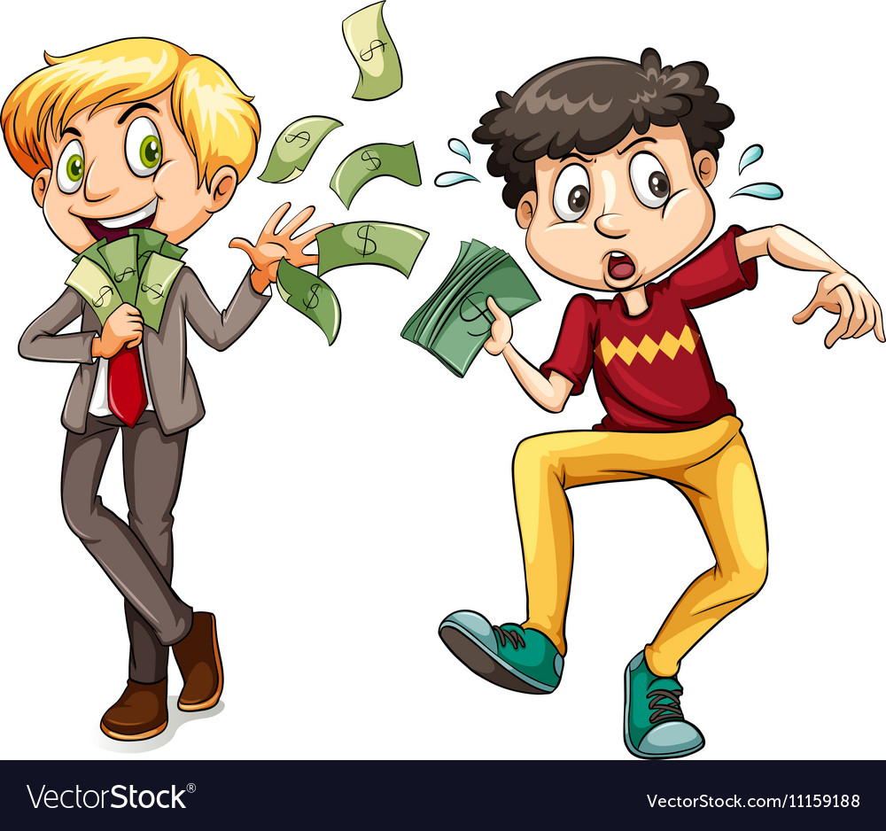 Men With Lots Money And Little Money Royalty Free Vector