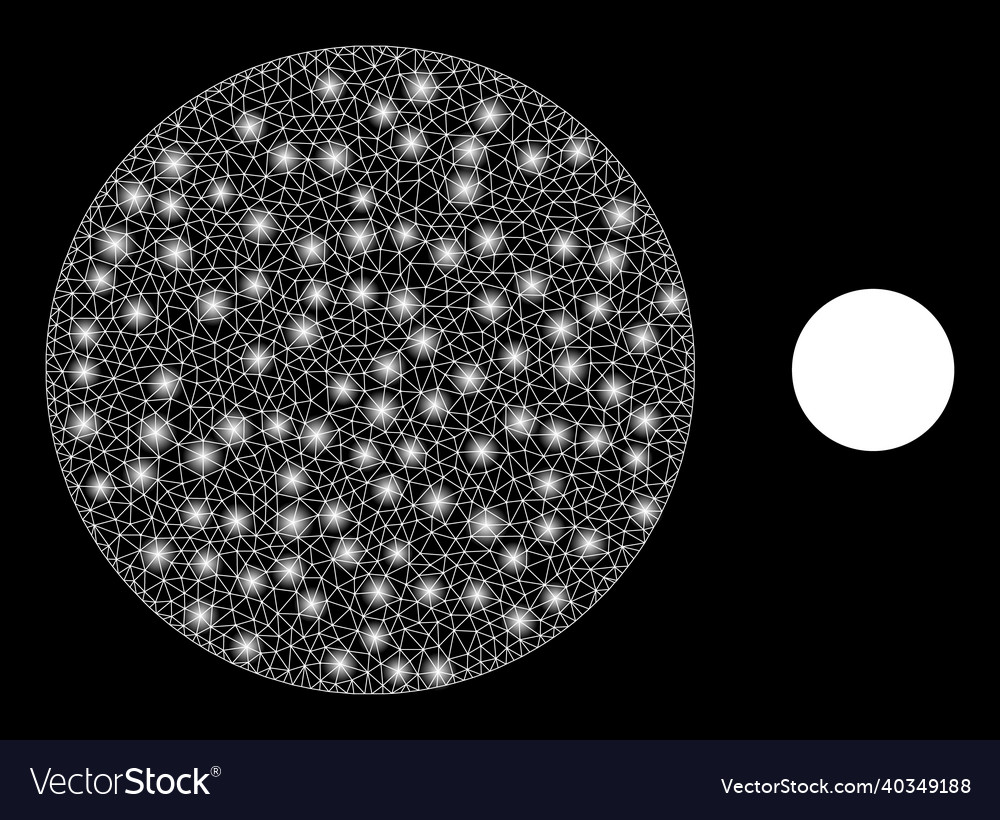 Mesh web filled circle with shiny network vector image Mesh web filled circle with shiny network