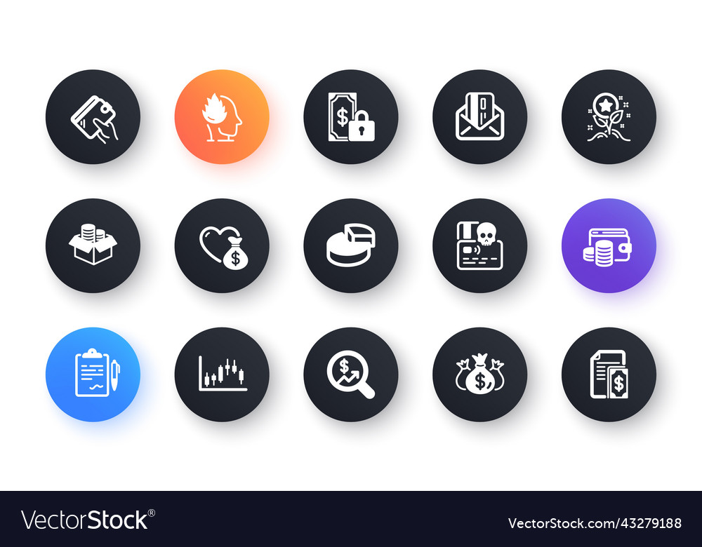 Minimal set of donation wallet and currency audit vector image Minimal set of donation wallet and currency audit