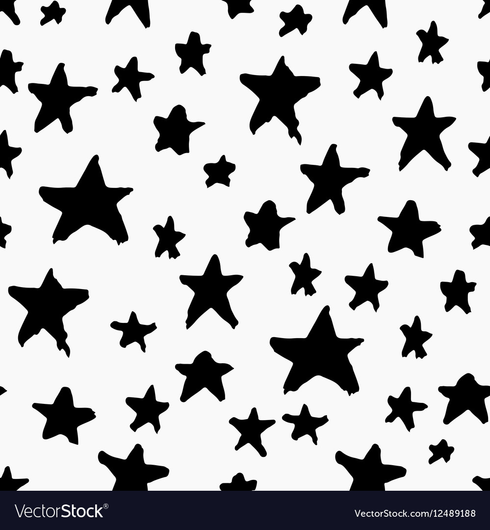 Monochrome seamless pattern with stars Royalty Free Vector