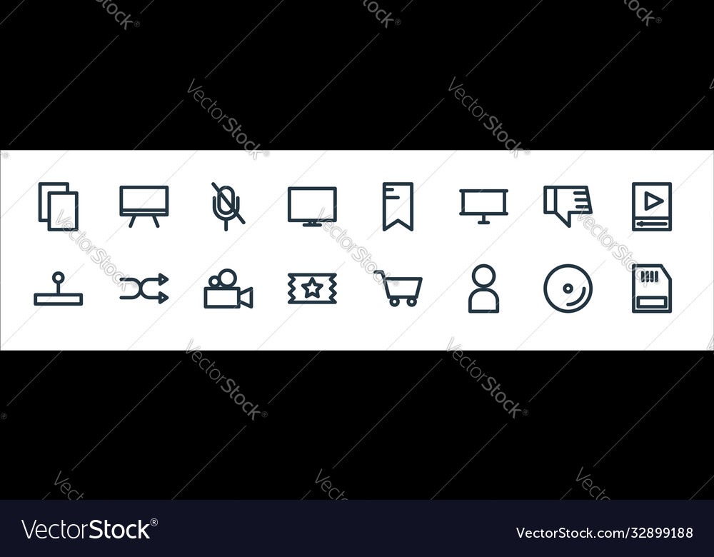 Multimedia line icons linear set quality vector image Multimedia line icons linear set quality