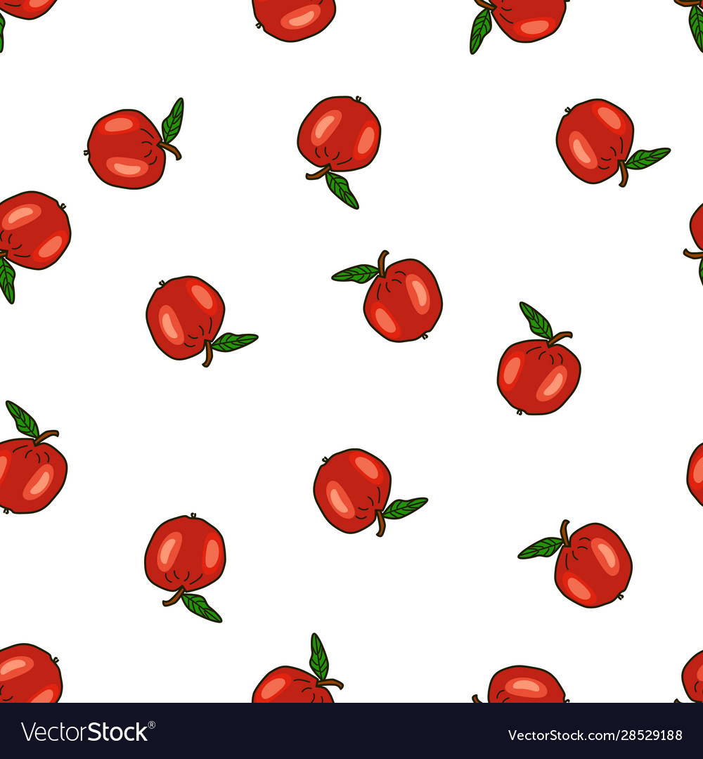 Seamless pattern with apples on white background Vector Image Seamless pattern with apples on white background