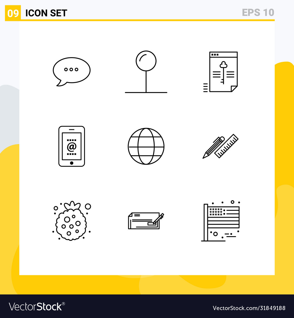 Set 9 outlines on grid for web globe lock