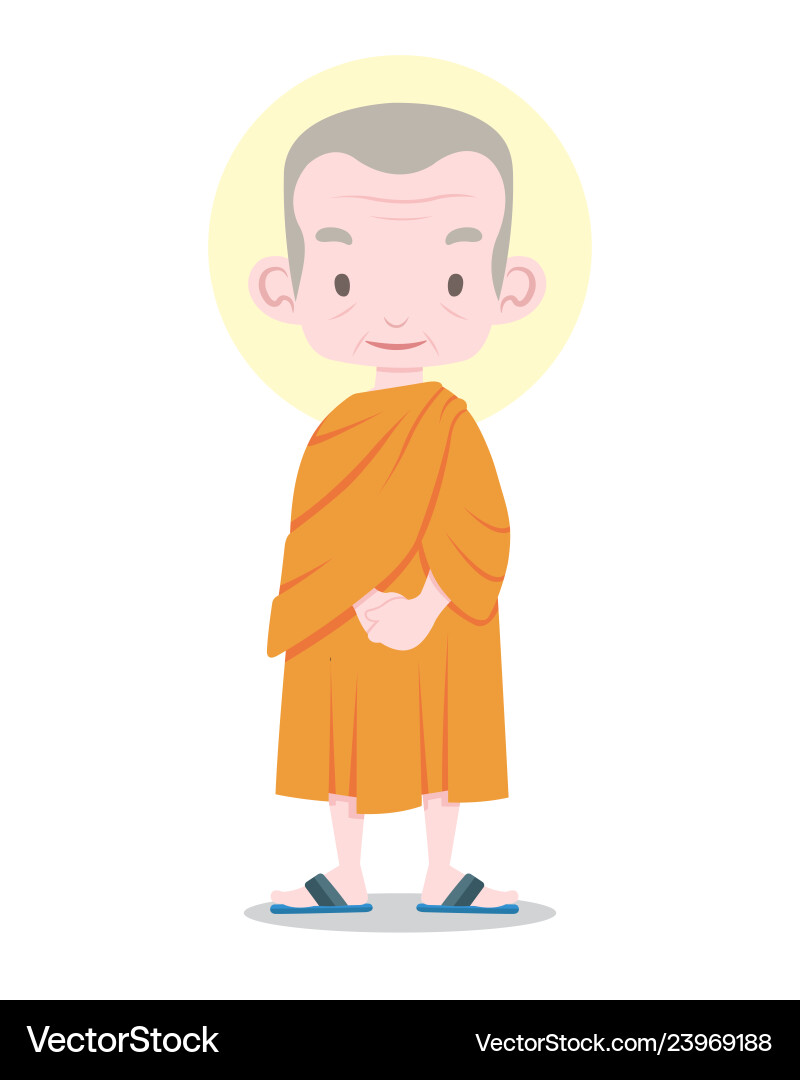 Thai Monk Cartoon Royalty Free Vector Image Vectorstock