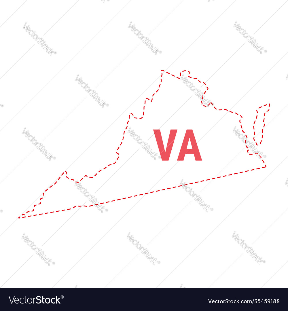 Virginia us state map outline dotted border