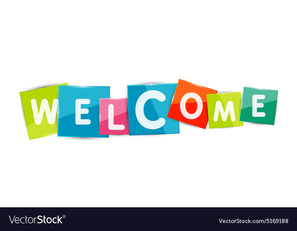 Welcome word with each letter on separate square