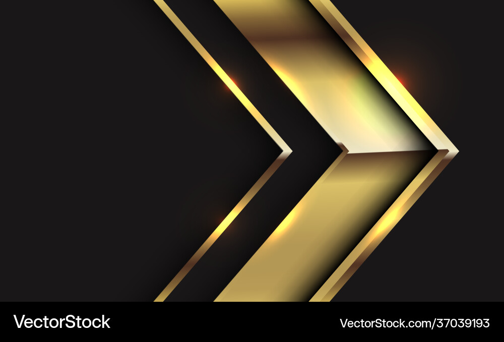 Abstract gold glossy arrow direction on black Vector Image