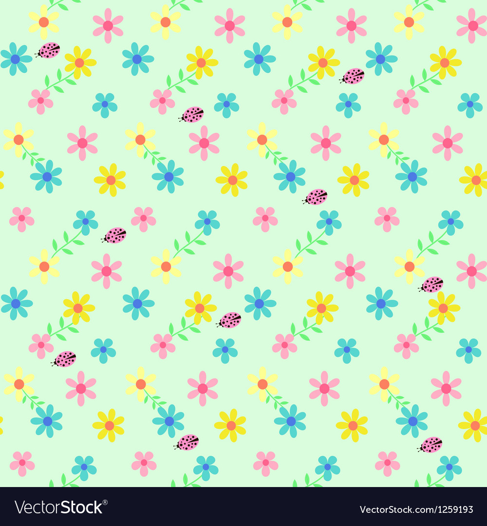 Background with flowers and ladybird