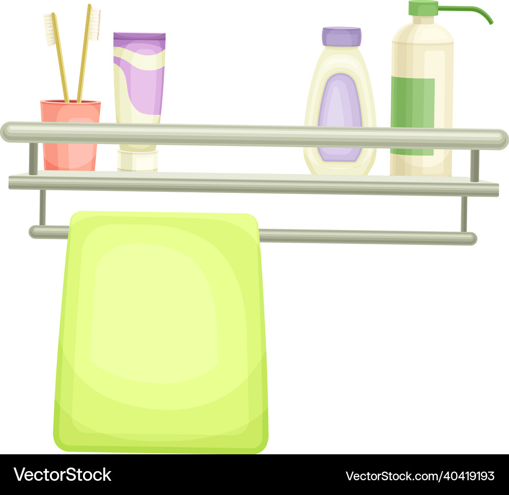 Bathroom shelf with toothbrushes toothpaste Vector Image