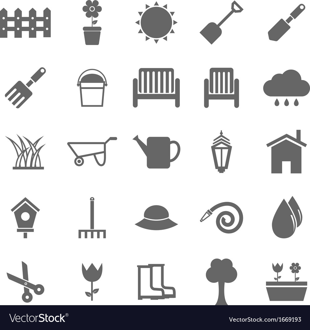 Gardening icons on white background Royalty Free Vector