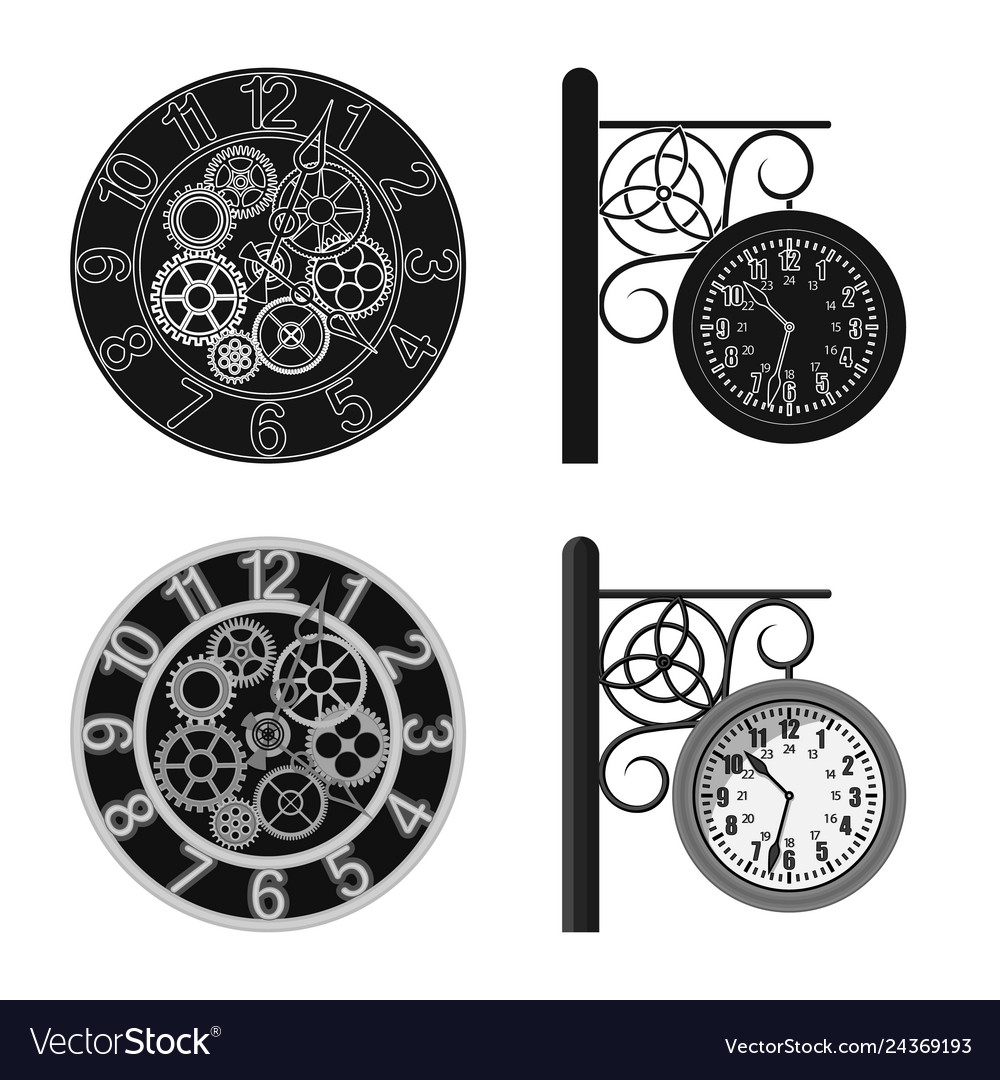Isolated object of clock and time icon collection