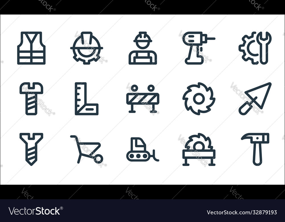 Labour day line icons linear set quality vector image Labour day line icons linear set quality