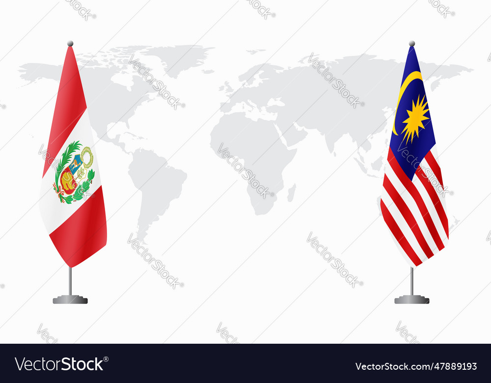 Peru and malaysia flags for official meeting