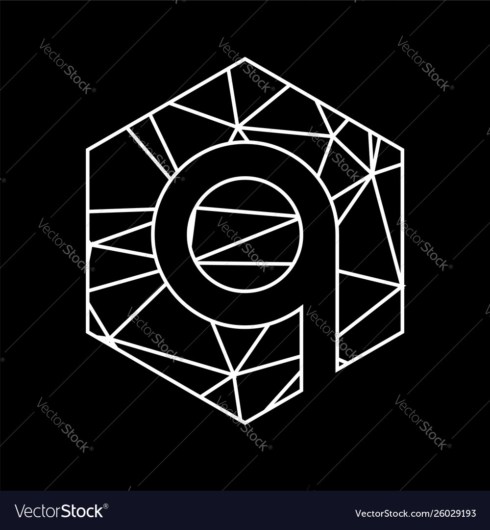 Q geometric triangle blockchain font vector image Q geometric triangle blockchain font