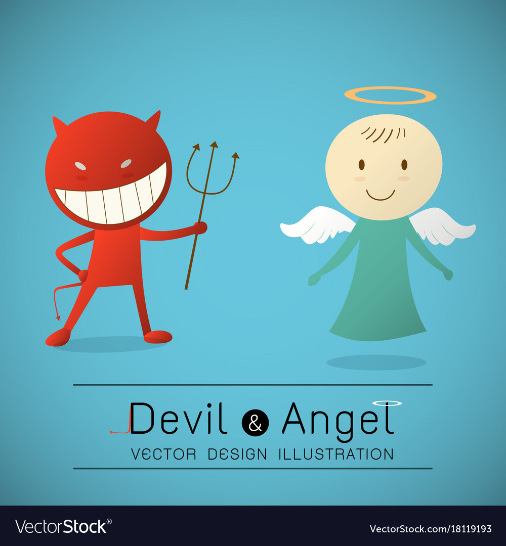 Red devil and cute angel