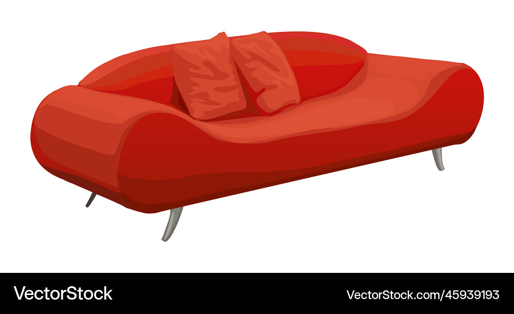 Red sofa realistic on white Royalty Free Vector Image