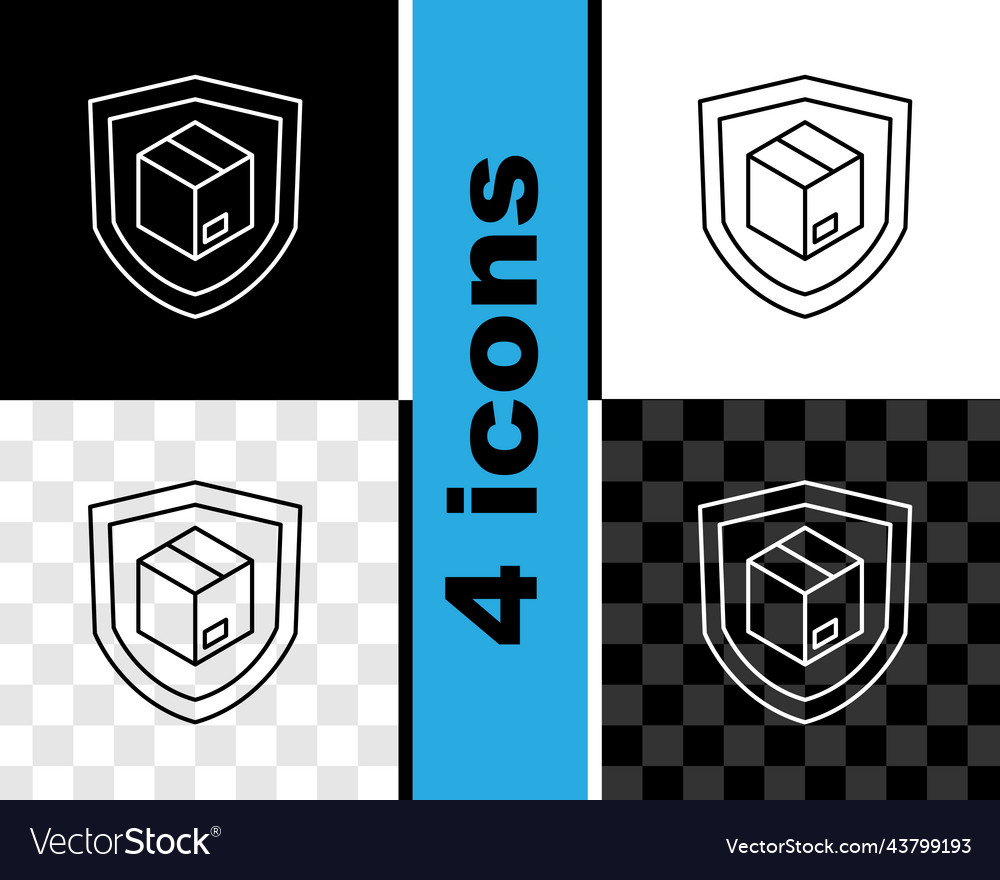 Set line delivery security with shield icon vector image Set line delivery security with shield icon