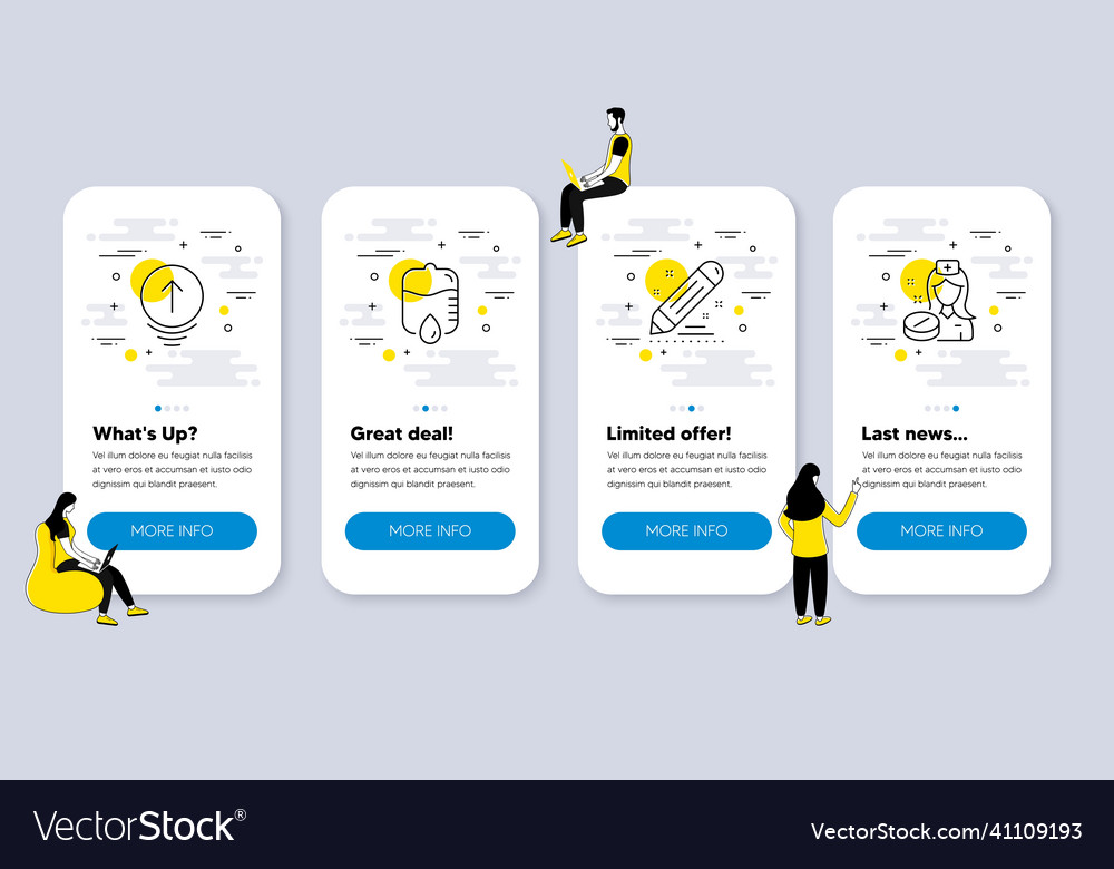 Set of science icons related to swipe up vector image Set of science icons related to swipe up