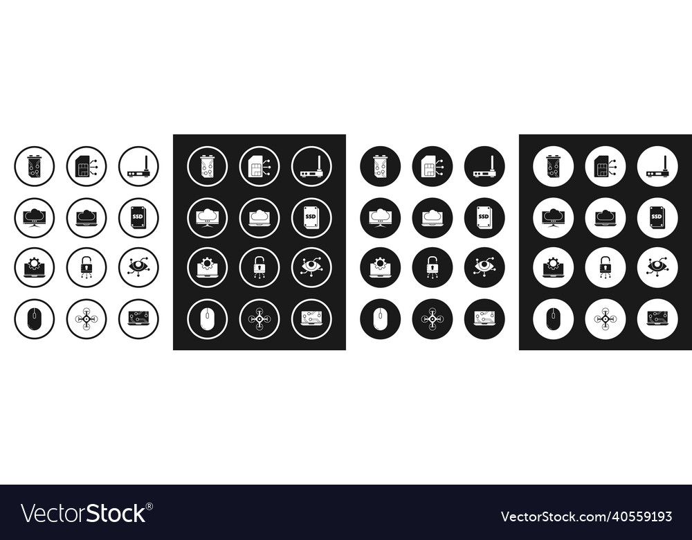 Set router and wi-fi signal cloud technology data vector image Set router and wi-fi signal cloud technology data