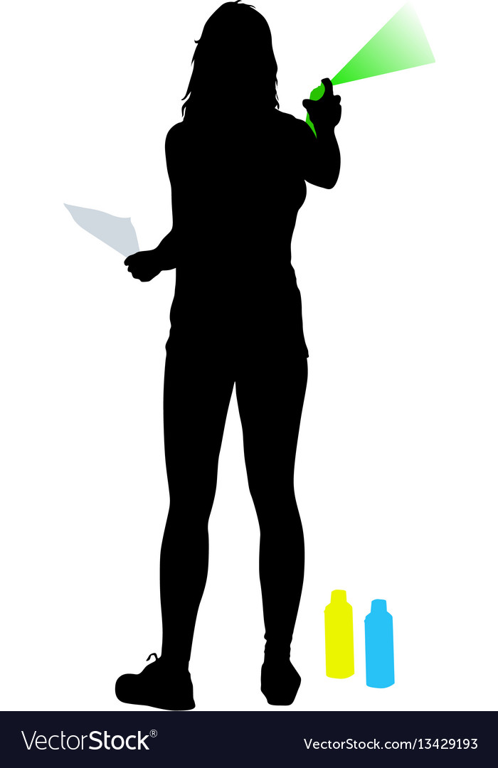 Silhouette Frau hält ein Spray auf weiß vector image Silhouette Frau hält ein Spray auf weiß