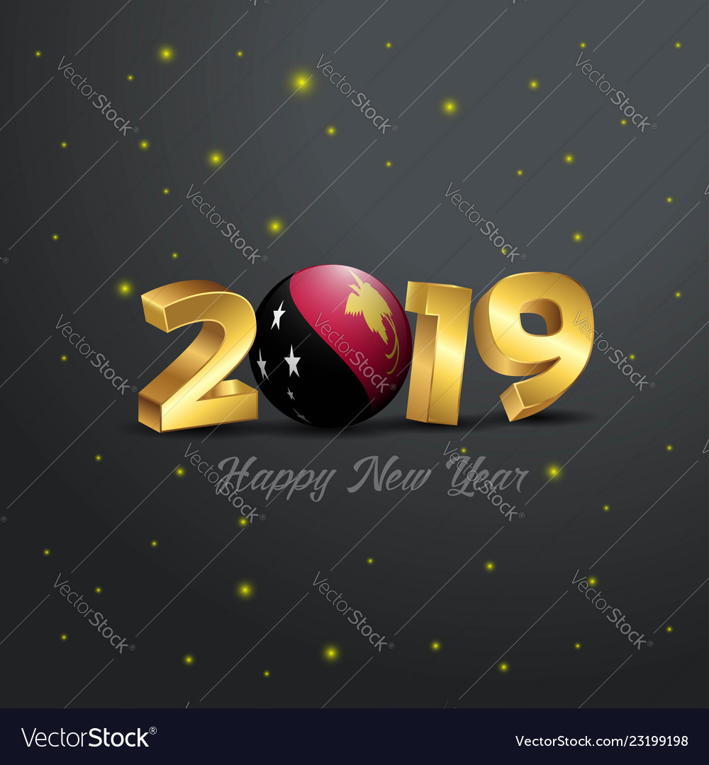 2019 happy new year papua guinea flag